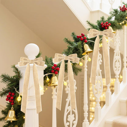 Senjie Velvet Large Christmas Bows for Staircase Garland Wreath, 20in x 8in Vintage Ribbon Bows