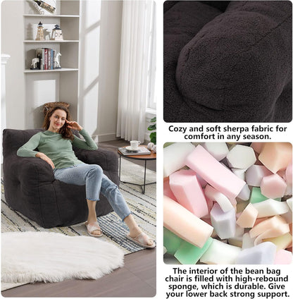 Recaceik Bean Bag Chairs, Tufted Soft Stuffed Bean Bag Chair with Filler, Fluffy Lazy Sofa