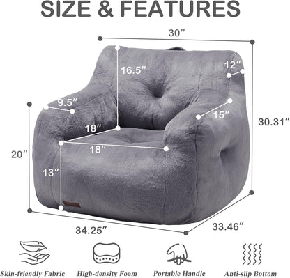 Hobestluk Bean Bag Chair for Adult Small Bean Bag Chairs with Arms Furry Beanbag Chair with Foam