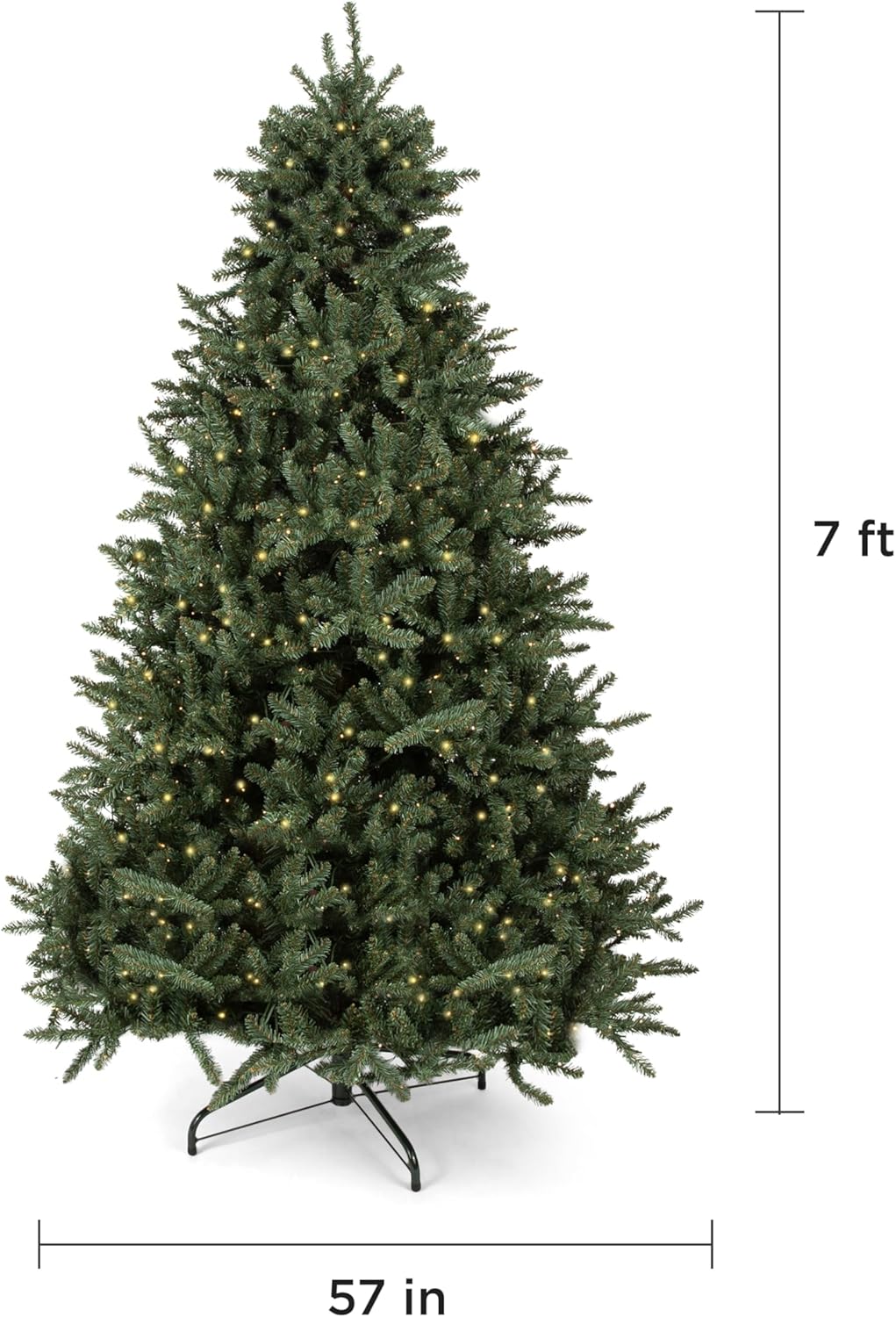 Papyrus 7 ft Pre-Lit Artificial Christmas Tree, Blue Spruce, Warm White Lights, Includes Stand and