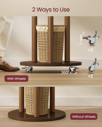 VASAGLE Freestanding Coat Rack Stand, Coat Tree with 11 Hooks, 3 Shelves, 4 Removable 360° Swivel