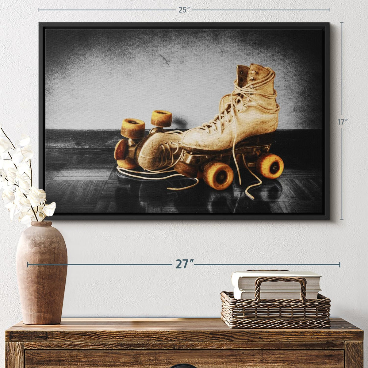 ElephantStock Vintage Skates Pop Wall Art - Horizontal Framed Canvas - 1-Piece Living Room Wall