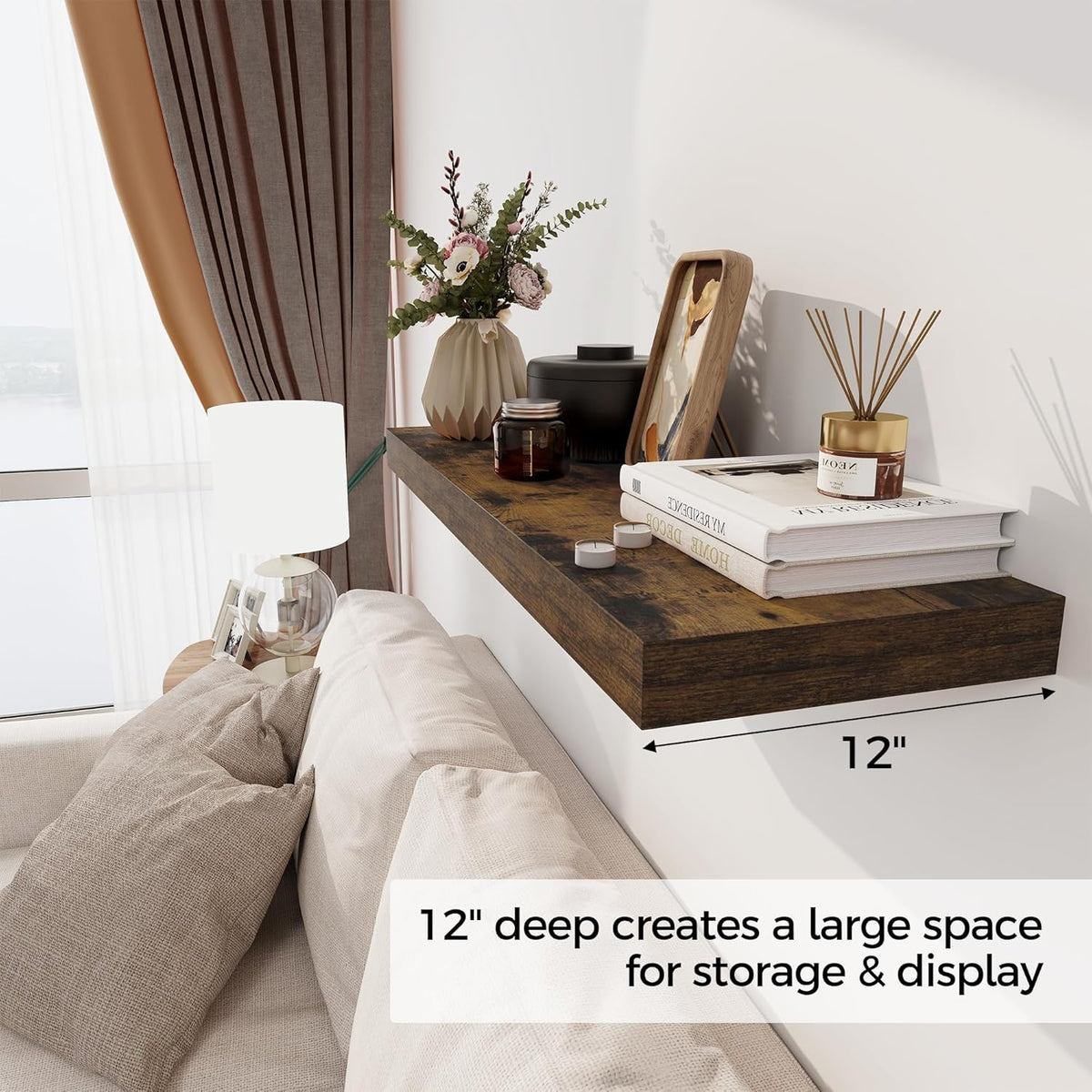 Floating Shelves 36 Inch Long, 12 Inch Deep Floating Shelves for Wall, 36 x 12 Shelves for Wall