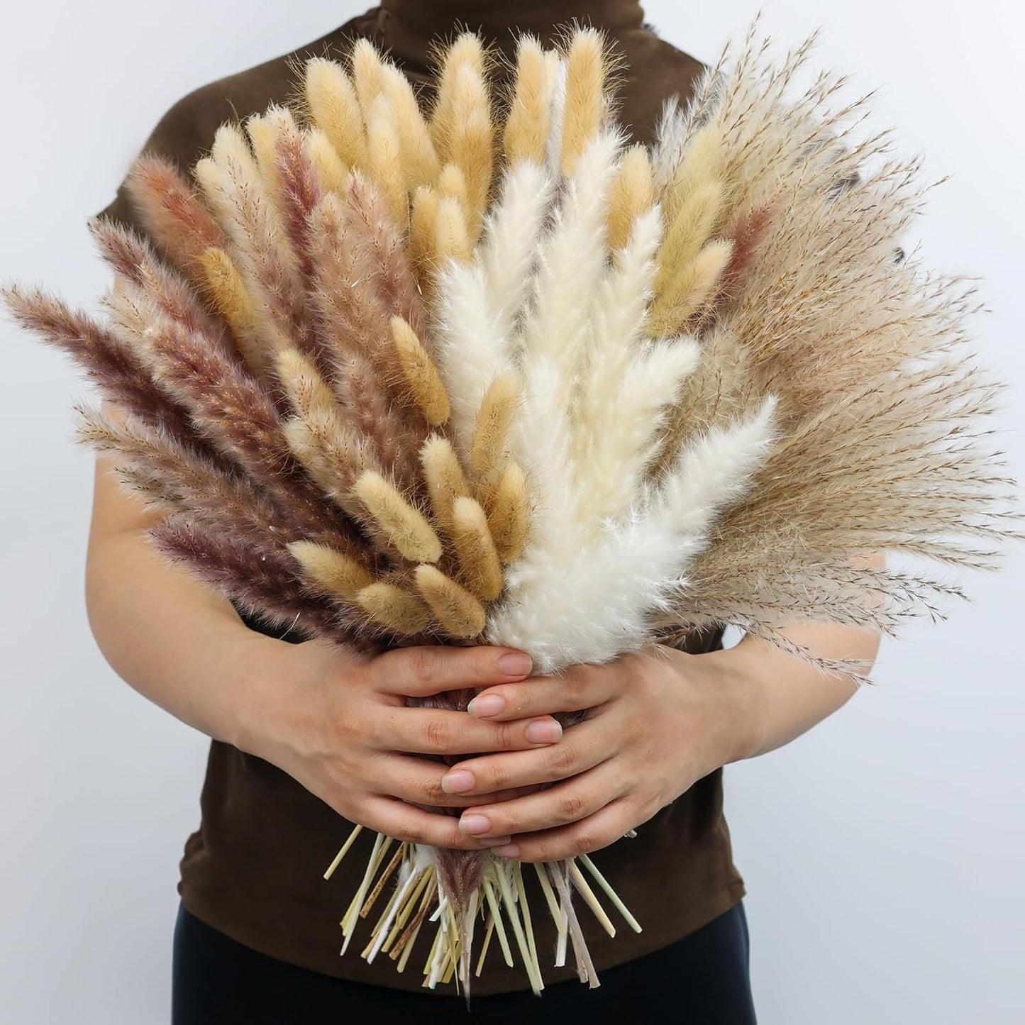 xin's convey 110pcs Dried Pampas Grass Decoration, Dried Flower Bouquet in Vase, Reed Grass Bouquet
