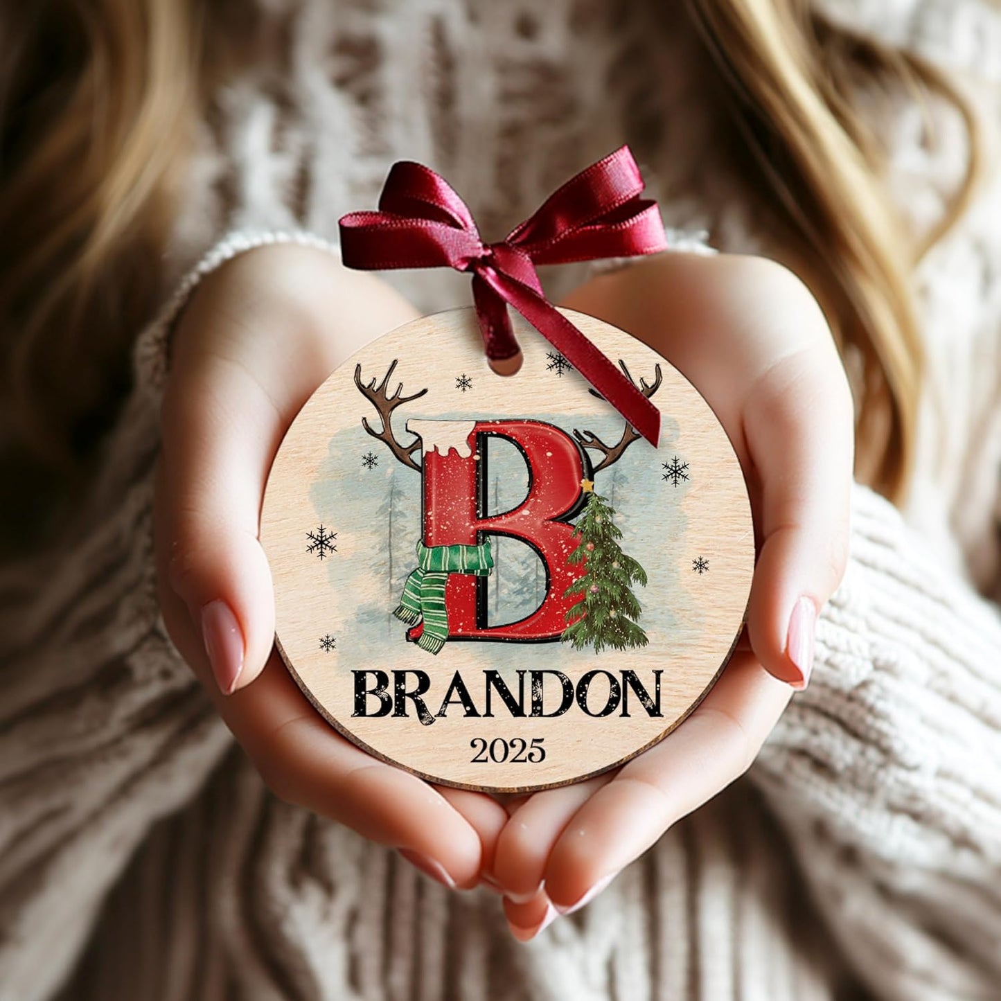 Personalized Christmas Ornaments 2025 - Custom Ceramic Initial & Name Tree Decor - Monogrammed