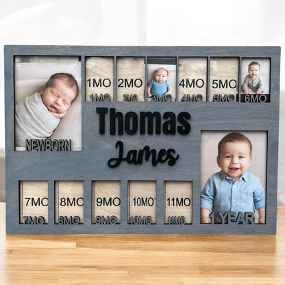Newborn picture frame - 12 months photo display - Personalized frame - Gift for new mom - Baby