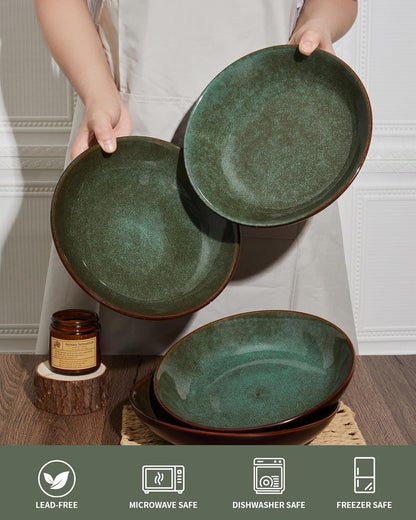 16 Piece Double Bowl Dinnerware Sets with Pasta Bowls, Highly Chip and Crack Resistant Plates and