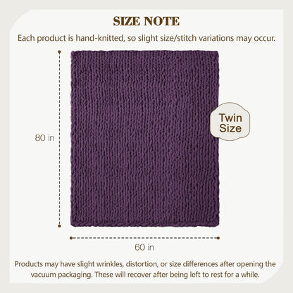 Carriediosa Chunky Knit Throw Blanket 60" X 80" Twin, 100% Hand Made Large Chenille Loop Yarn Soft
