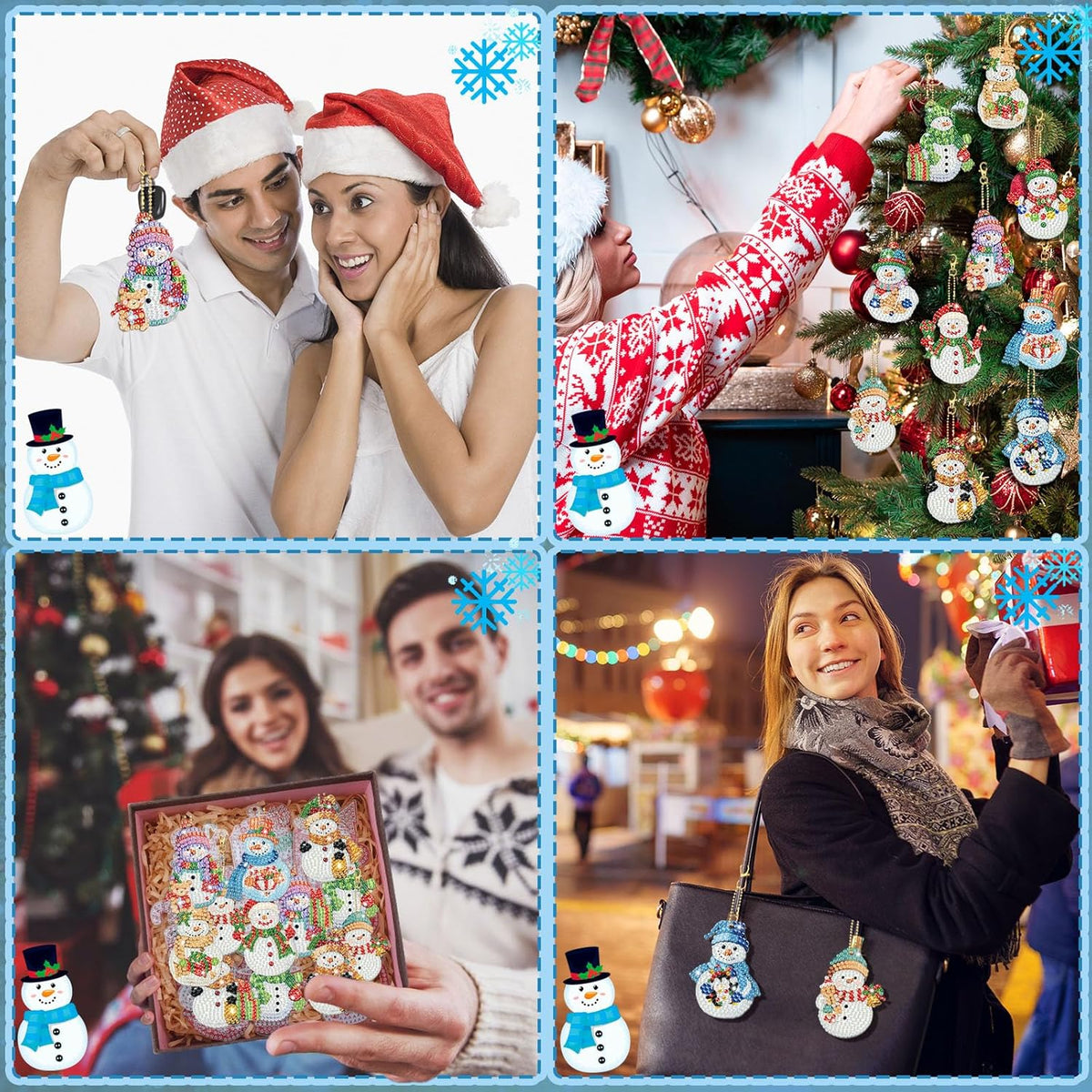 Tondiamo 20 Pcs Christmas Diamond Painting Keychain Kits 5D DIY Diamond Art Pendants Double Sided