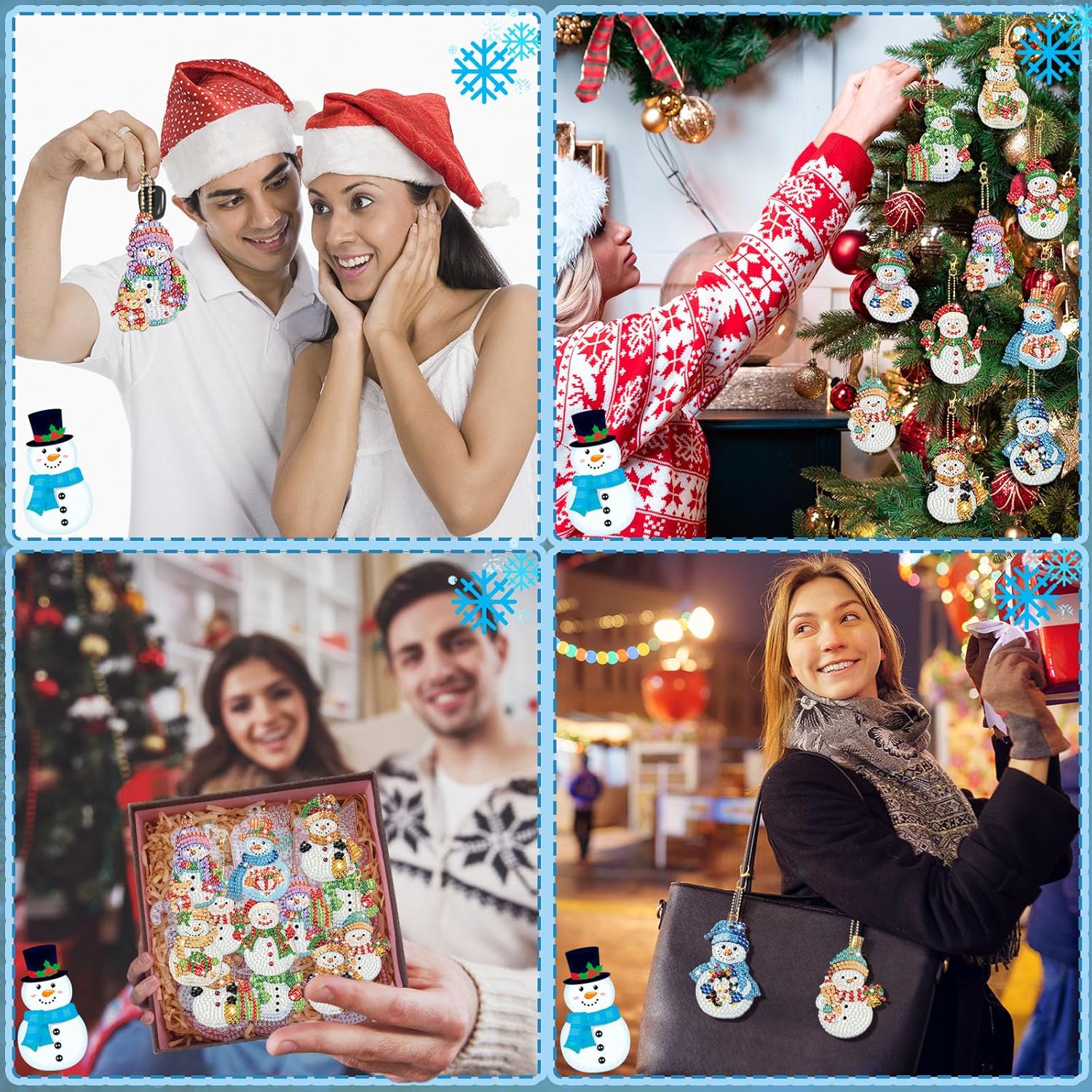 Tondiamo 20 Pcs Christmas Diamond Painting Keychain Kits 5D DIY Diamond Art Pendants Double Sided
