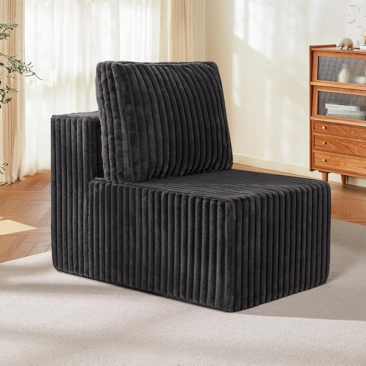Single Sofa 1 Seat Couch with Deep Seat Memory Foam Cloud Chair with Pillows Large Sofa with L