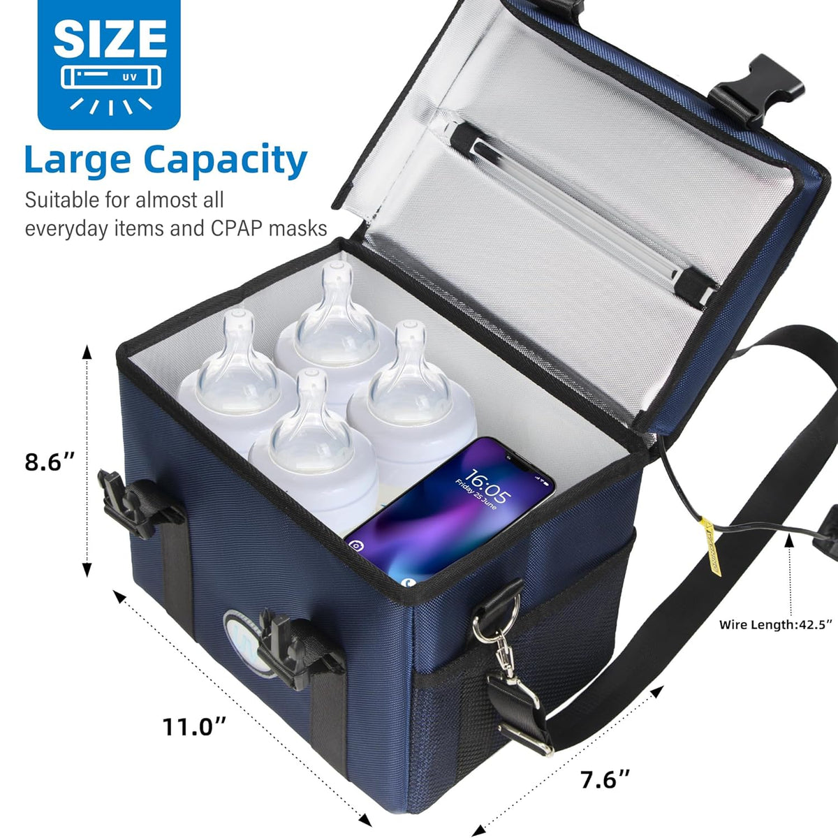 UV Sanitizer Box, 12L Ozone Portable Sanitizing and Cleaning Machine with 3-Level Timer, Foldable