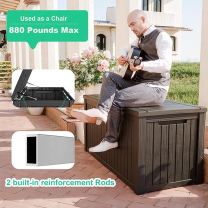 DRATO 180 Gallon Deck Box, Waterproof Resin Large Outdoor Storgae Box for Patio Furniture, Patio