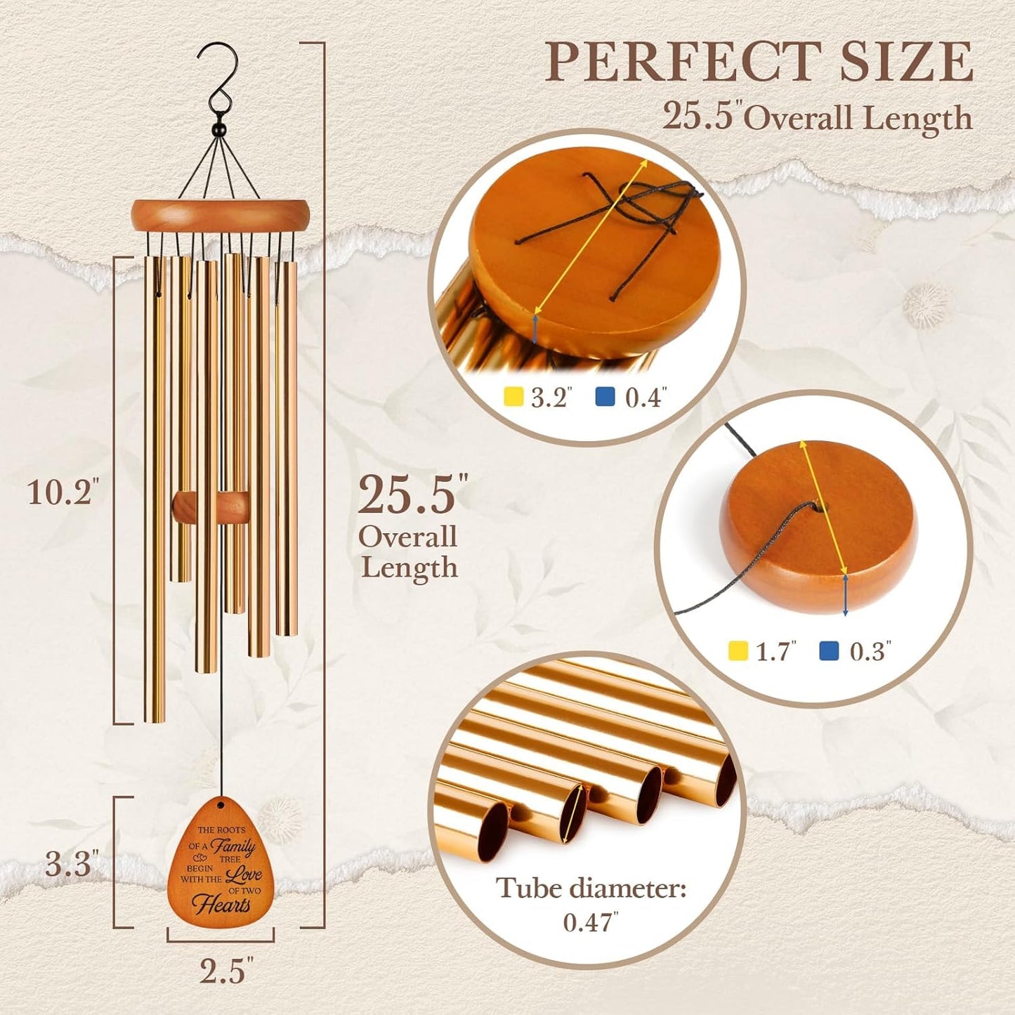 50th Wedding Anniversary Wind Chime, Happy 50th Anniversary Romantic Gifts for Couple, Parents