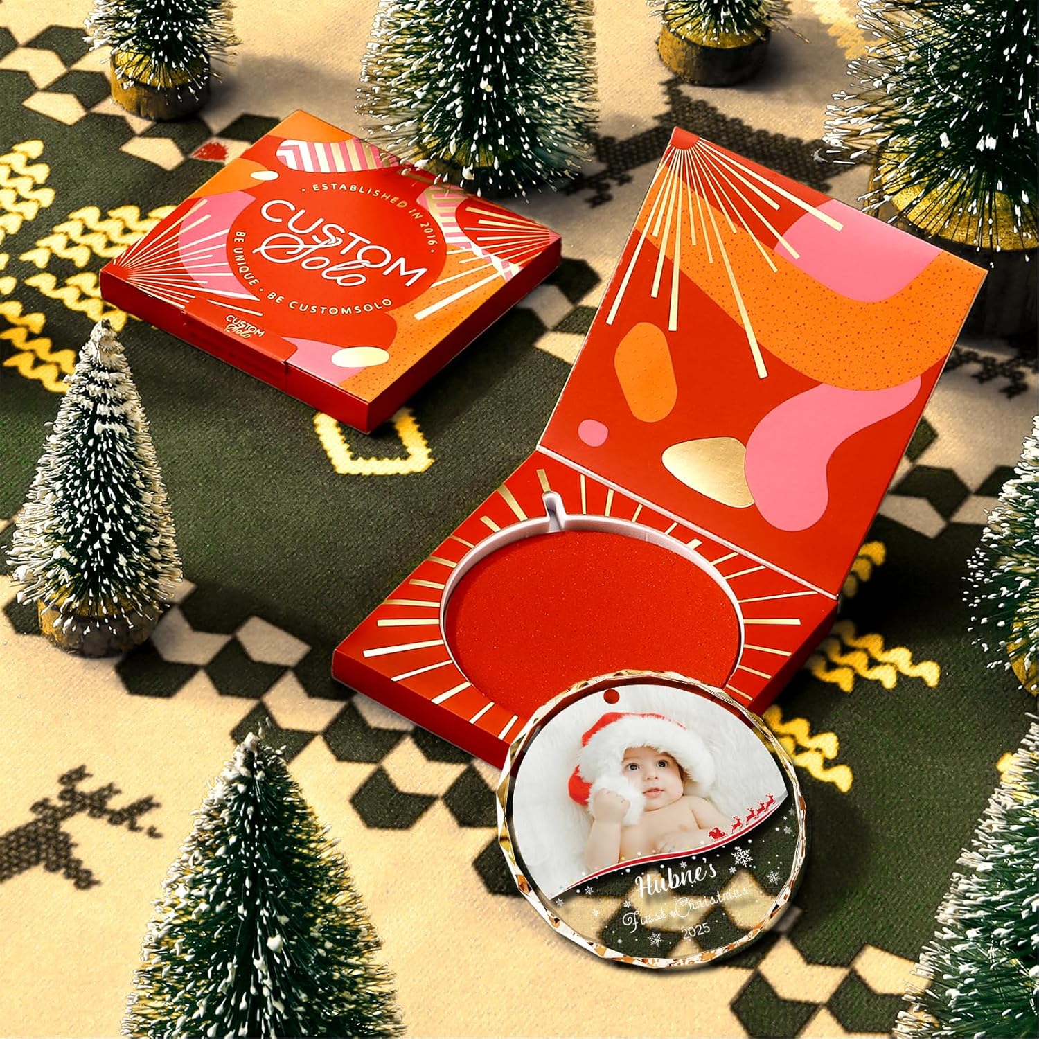 Bemaystar Baby First Christmas Ornaments 2025–Personalized Crystal Ornaments with Photo and