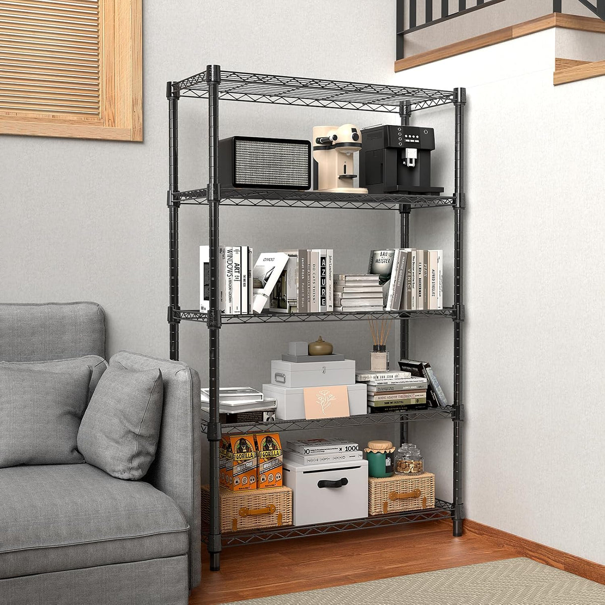 1250 lbs Storage Shelving Utility Shelving Unit 5-Tier Utility Shelving Unit Steel Organizer Wire