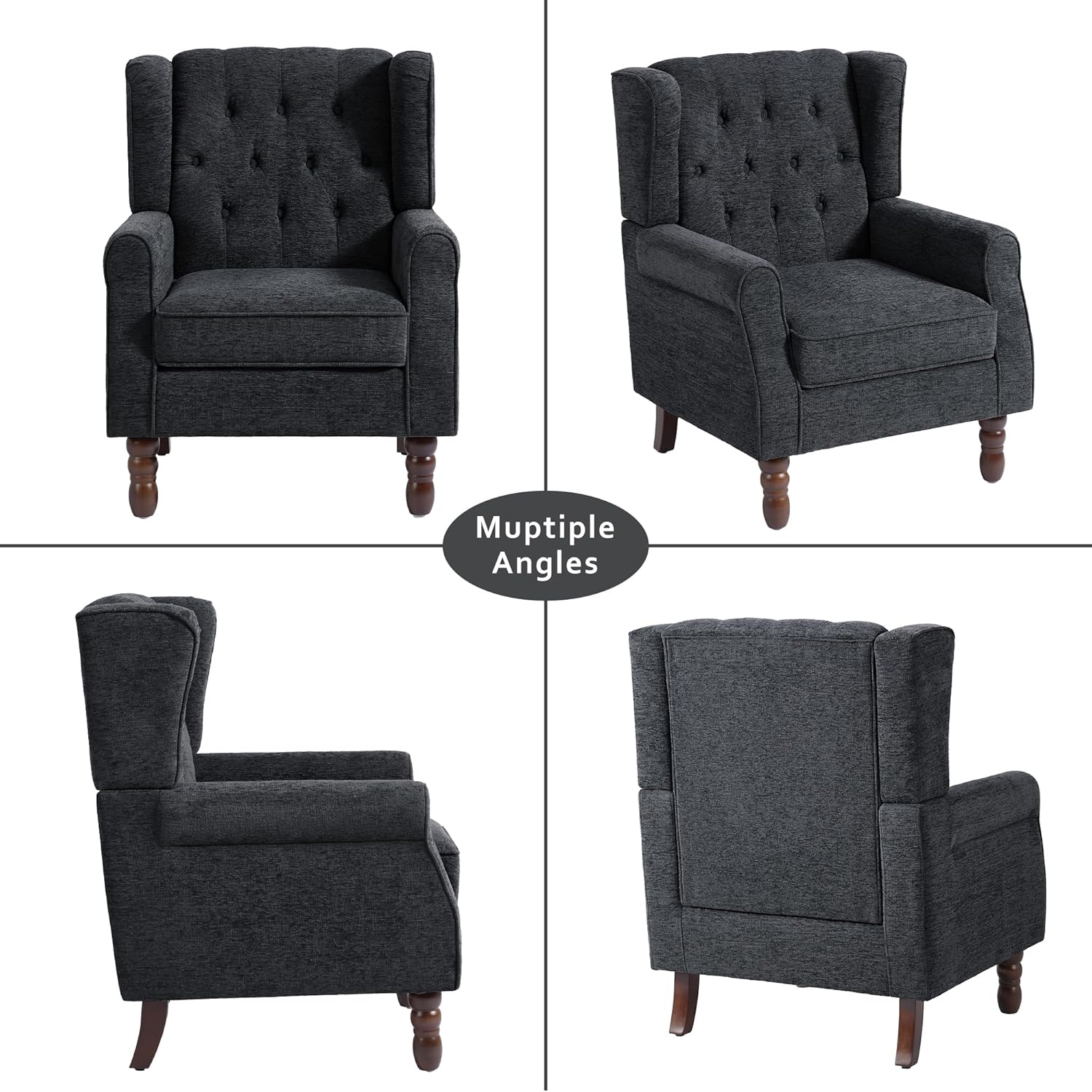 Lumibee High Back Accent Chair,Upholstered Wingback Armchair with Solid Wood Legs for Small