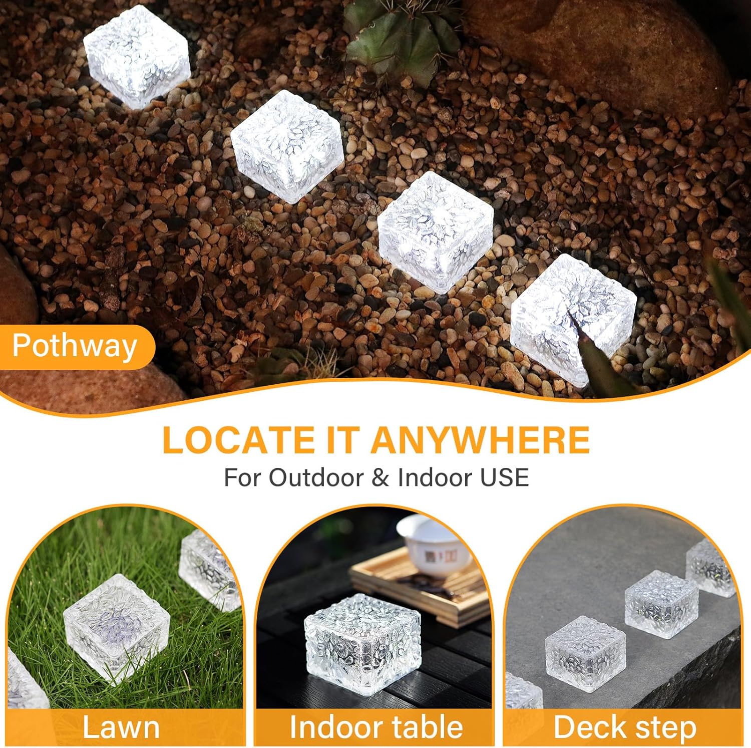 Solar Brick Lights - Outdoor Waterproof Patio & Garden Decor (3 Packs) for Patio, Yard, Walkway