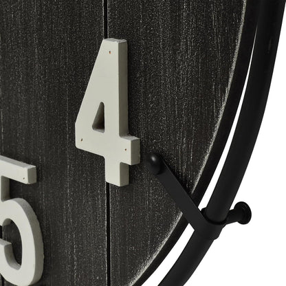 Large Old Town Farmhouse Wall Clock – 24 Inches Rustic Antique Wood with Metal Circle and Large