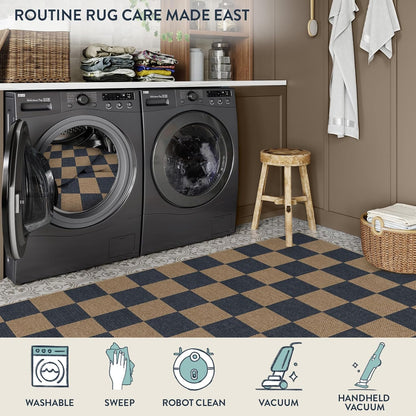 Lahome Checkered Easy Jute Indoor Outdoor Carpet, 3x5 Washable Rugs for Entryway Living Room