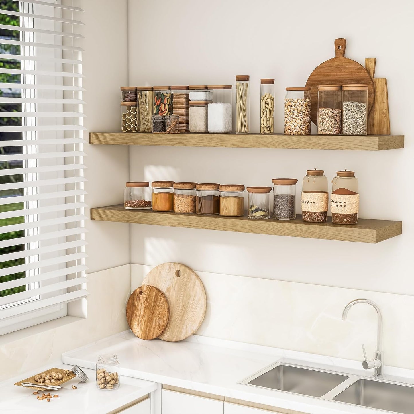 RICHFOCUS 55Inch Floating Shelves for Wall 1 Pack Shelves for Bedroom|Kitchen|Bathroom Wall Mounted