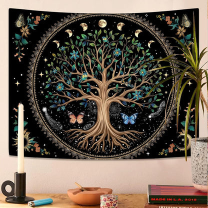 Lunerfex Tree of Life Tapastry Sun and Moon Tapastry Flower Boho Tree Mandala Wall Hanging for