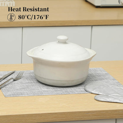 Leetaltree Linen Grey Placemats Set of 12 - Heat Resistant Non-Slip Place mats for Dining Table