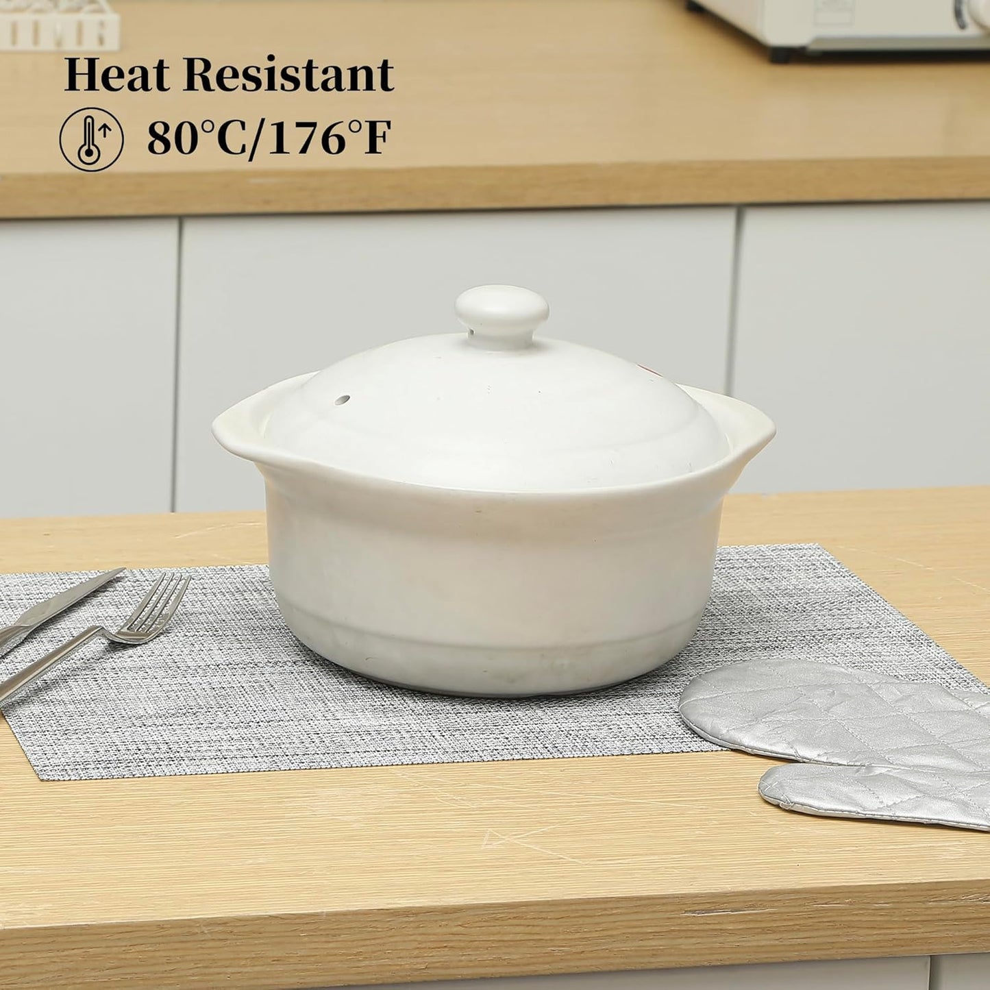 Leetaltree Linen Grey Placemats Set of 6 - Heat Resistant Non-Slip Place mats for Dining Table