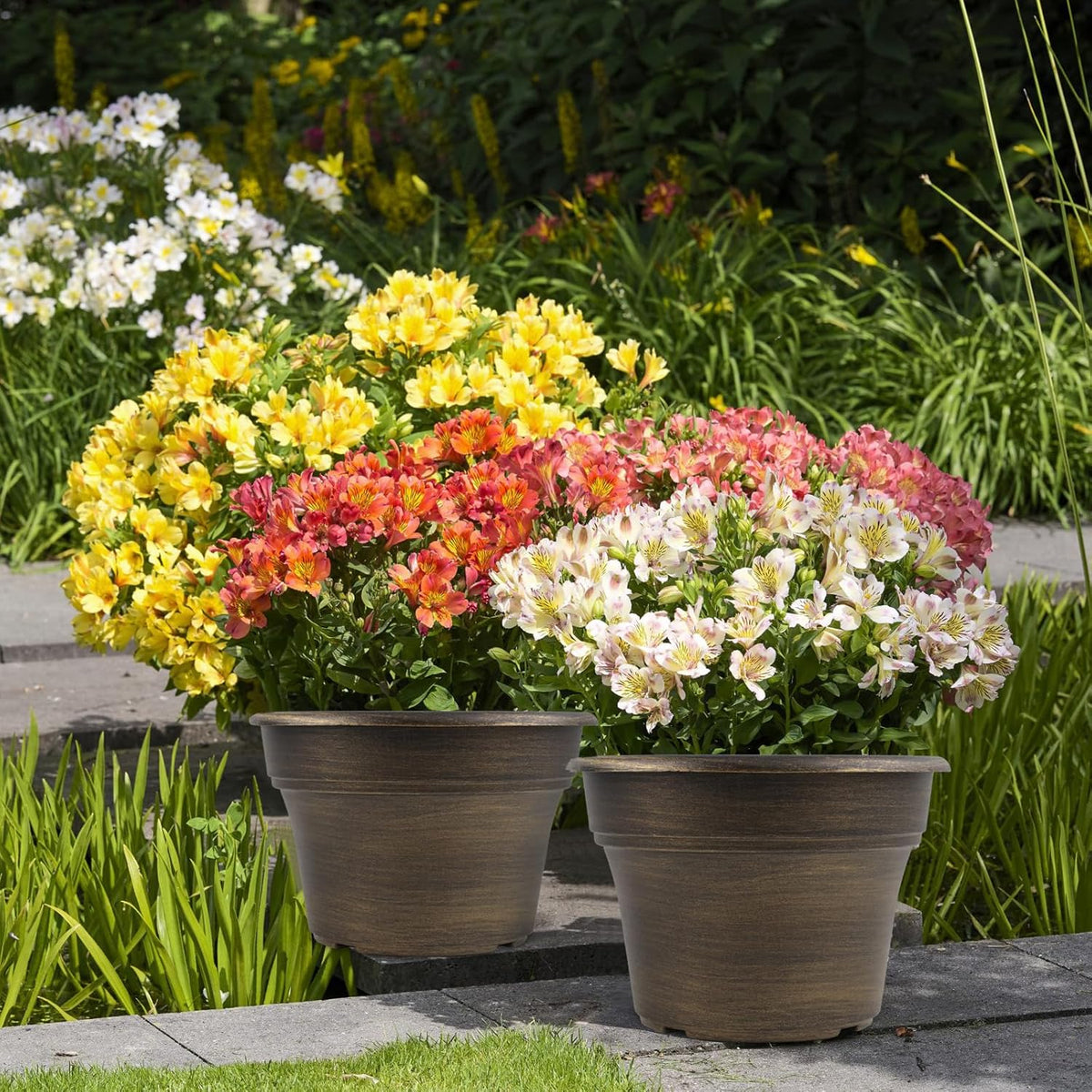 16 inch Plant Pots Outdoor Planters，4 Pack Large Plastic Flower Pot for Indoor Plants with Drainage