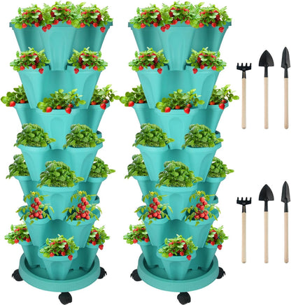 Vertical Planter 7 Tier Stackable Planters Garden Planters Strawberry Herb Flower and Vegetable