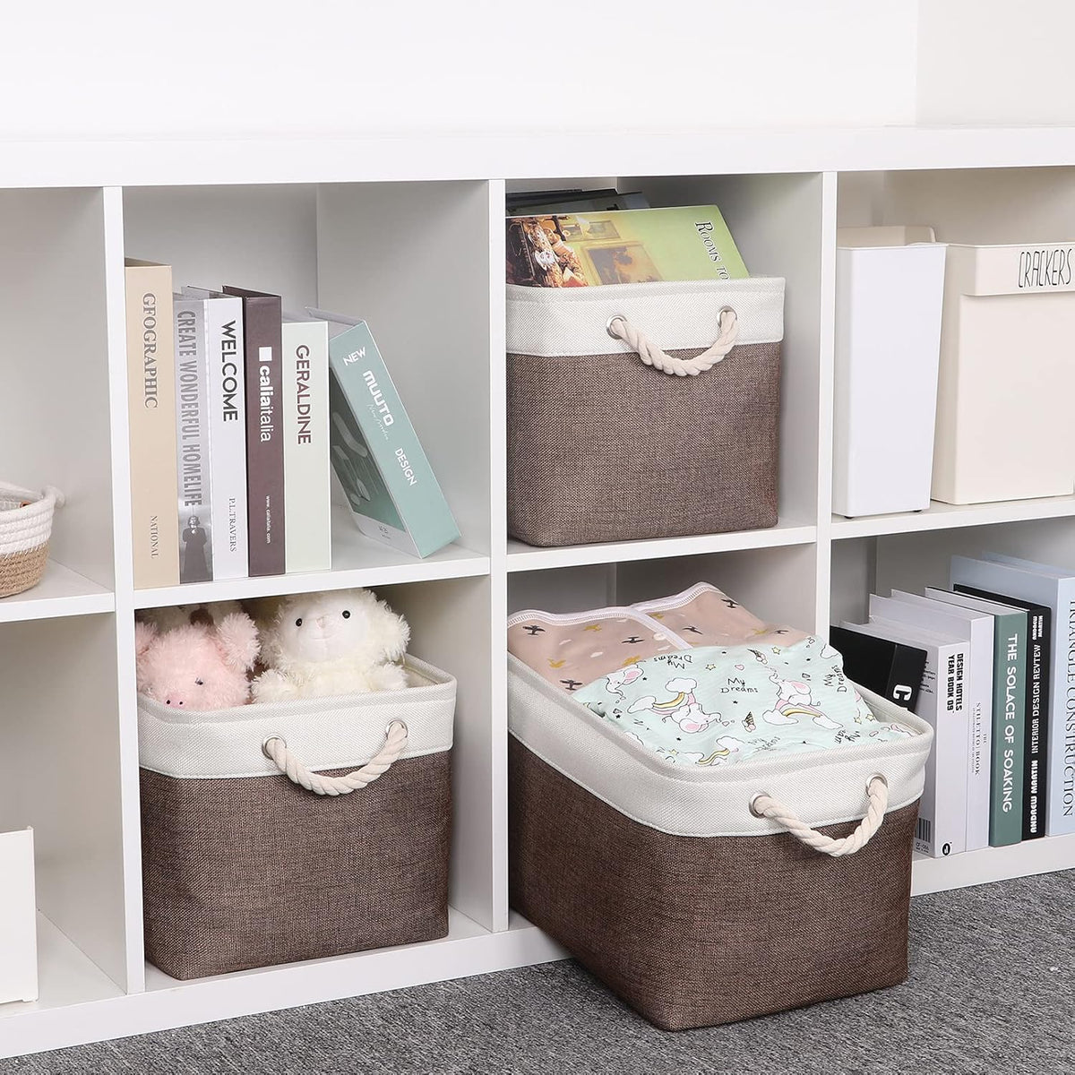 Bidtakay Baskets Fabric Storage Bins for Shelves [3-Pack] Decorative Storage Baskets for Organizing
