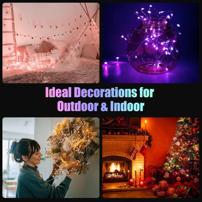 Dazzle Bright Color Changing Fairy Lights Battery Operated, 2 Pack Total 40FT 120LED Silver Copper