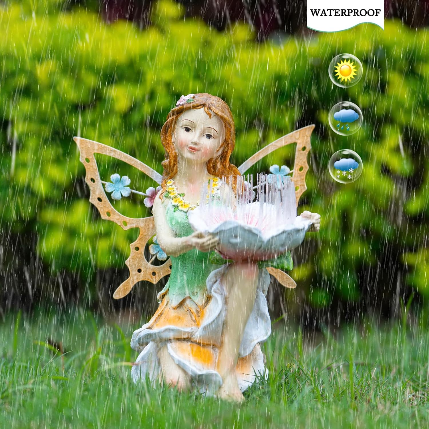 Fairy Decor Solar Outdoor Statues, Fairy Garden Accessories for Outside Garden Gifts,Resin