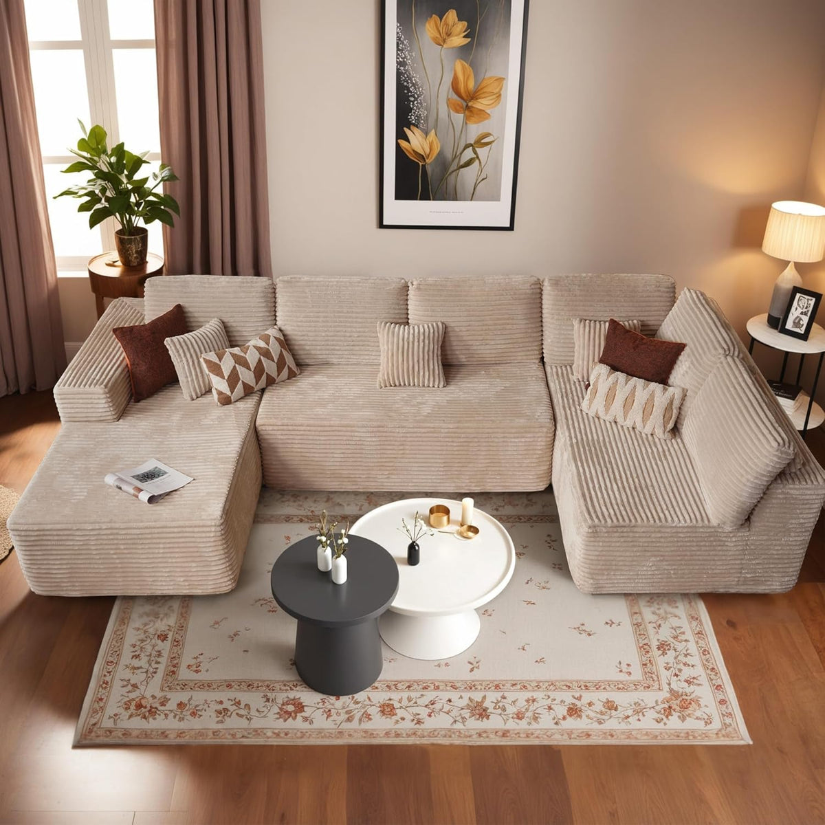 HOOOWOOO Cloud Sectional Couches for Living Room,Modular Sectional Sofa No Assembly,133X70 Inch