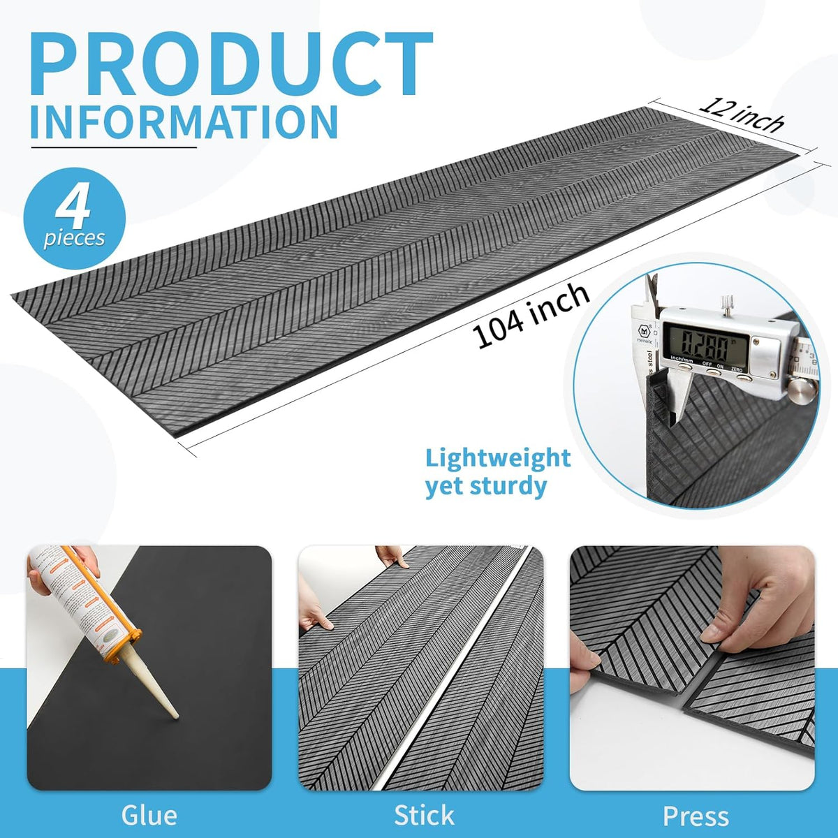 Art3d 4-Pack Glue-On Herringbone Wainscoting Panel for Interior Wall Decor - 104 x 12 Inch
