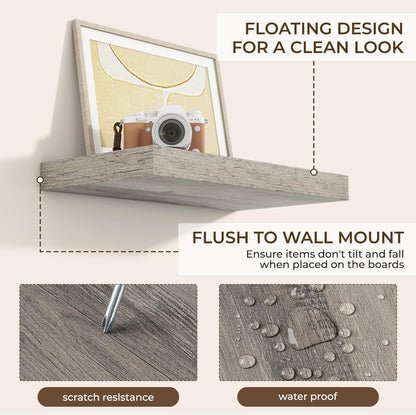 RICHFOCUS 16Inch Floating Shelves for Wall 2 Pack Shelves for Bedroom|Kitchen|Bathroom Wall Mounted