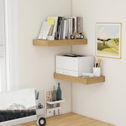 Deep Floating Shelves, 12 Inch Deep Rustic Floating Shelves Set of 2, 24 Inch Large Oak Wood Wall