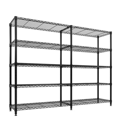 5 Tier Storage Shelving Unit Metal Shelves 70.8"W Wire Shelving, 70.5"H L-Shaped Pantry Shelves