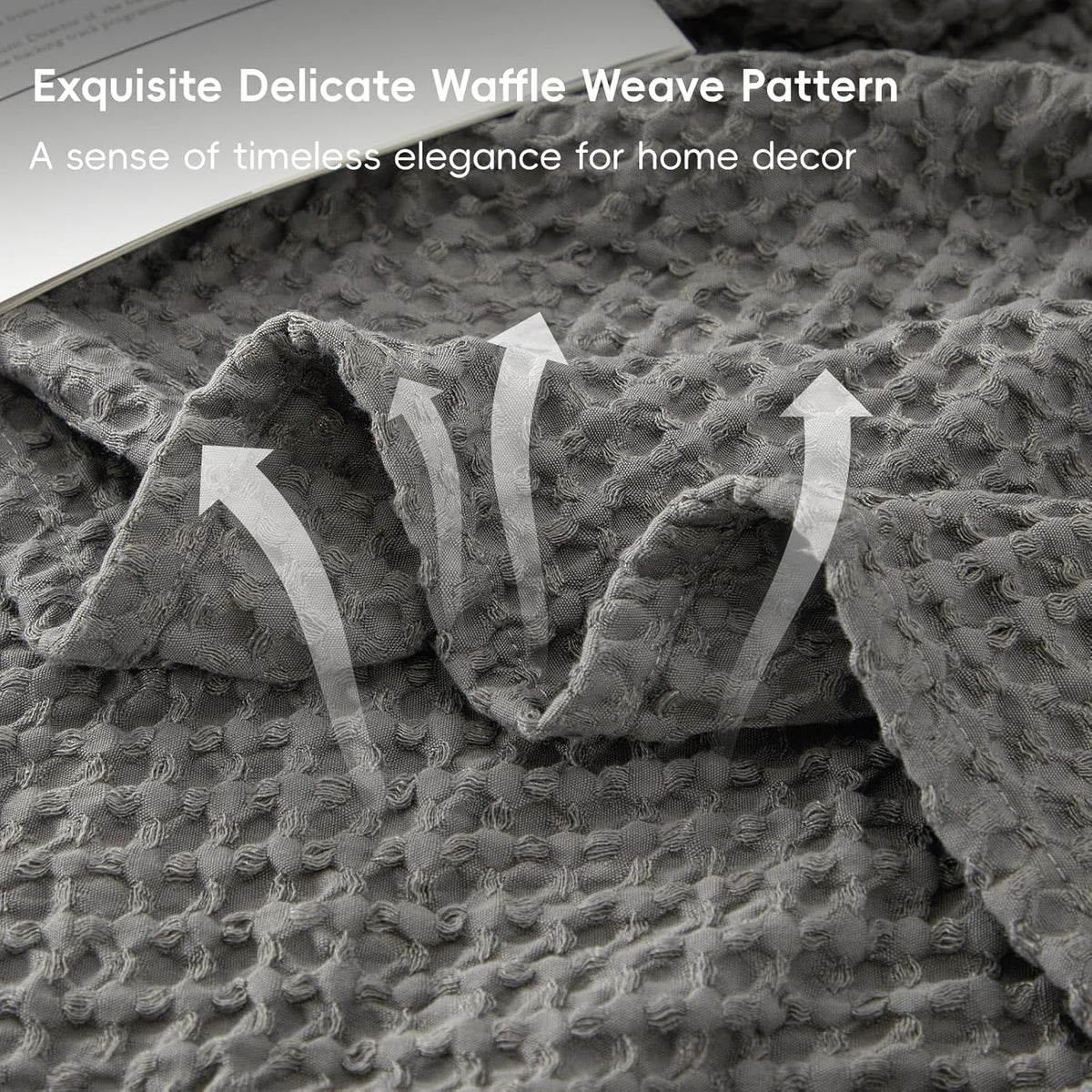 PHF Ultra Soft Waffle Weave Throw Blanket 50"x 60"- Washed Lightweight Breathable Cozy Woven
