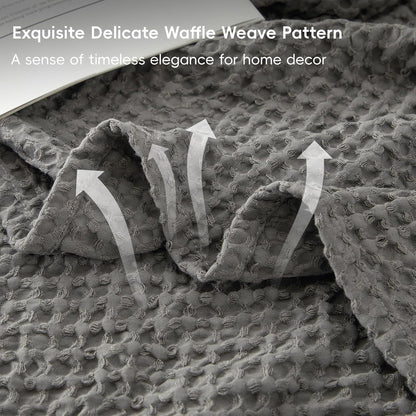 PHF Ultra Soft Waffle Weave Throw Blanket 50"x 60"- Washed Lightweight Breathable Cozy Woven