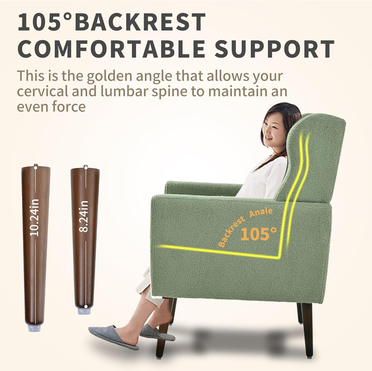 Modern Accent Chair, Upholstered Armchair with Pillow, Teddy Single Sofa Chair with Lounge Seat and