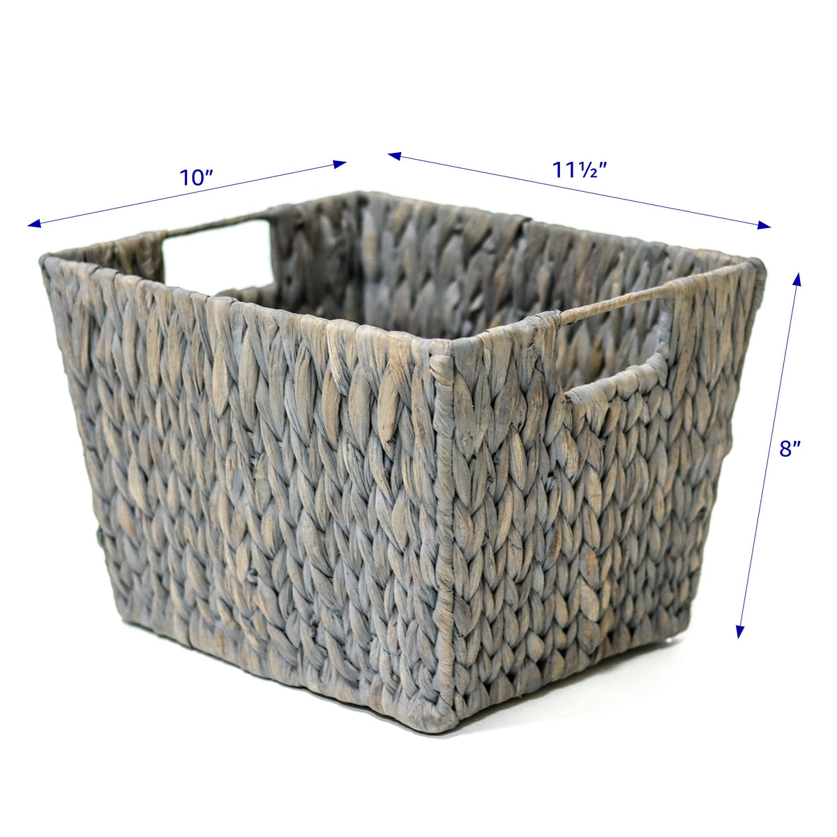 Trademark Innovations 11.5" Hyacinth Storage Basket with Handles, Rectangular (Set of 4, Gray)
