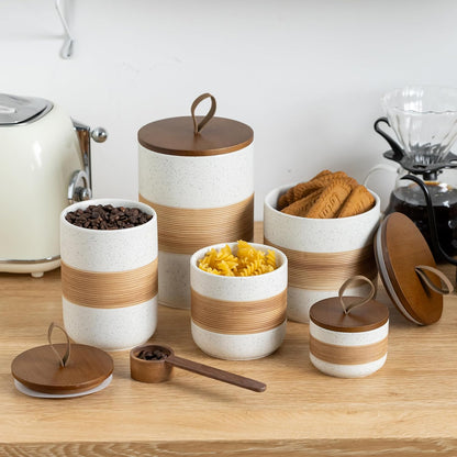 Spice Jars with Lid, Coffee Container Kitchen Food Storage Jars for Spice Sugar Tea Bag, Stackable