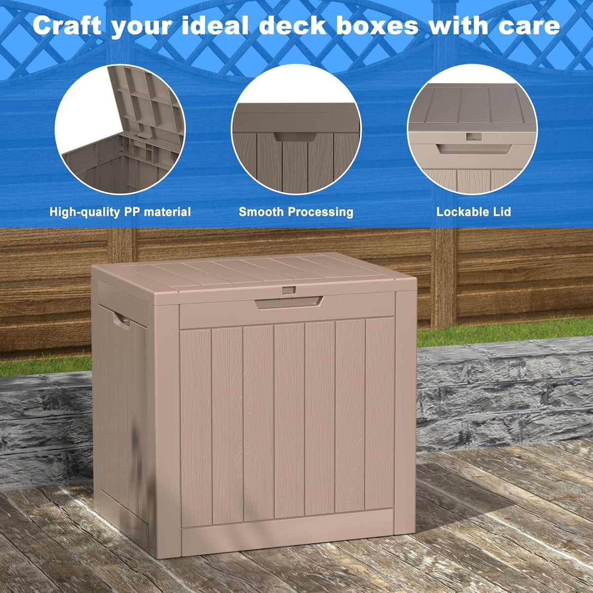 36 Gallon Outdoor Deck Box,Storage Lockable Waterproof Patio Furniture,Garden Tools,Cushions,Pool