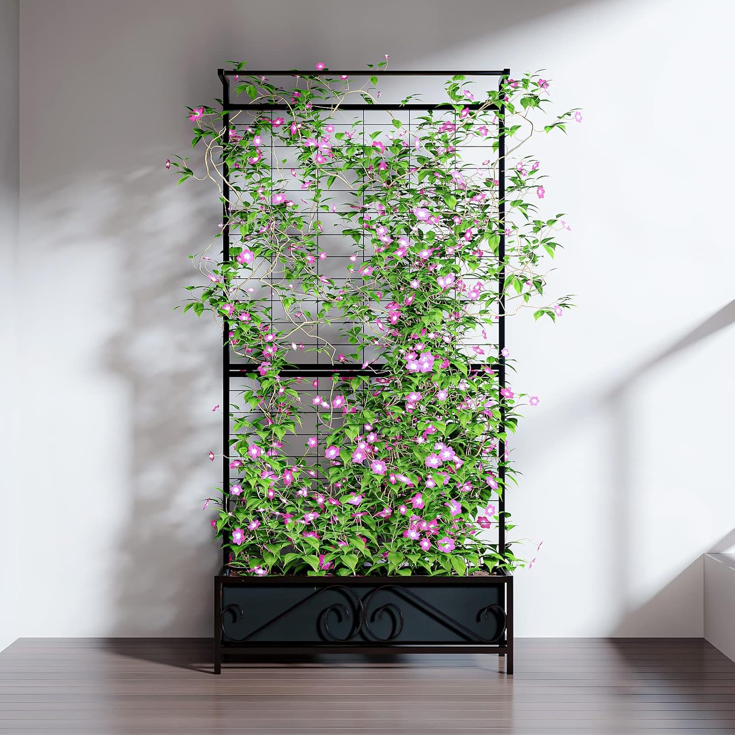 Zhongma Metal Planter with Trellis Raised Bed with Trellis for Vine Climbing Plants Flowers(12.8 x