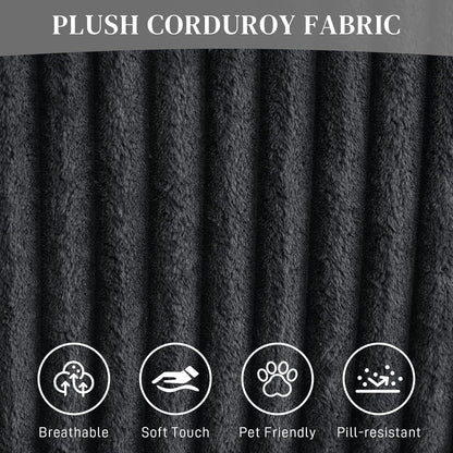 HYJT-H&K Modular Sectional Sofa Cloud Sectional Couch, 107" Comfy Fluffy L Shaped Dark Black