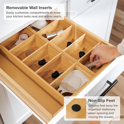 Premium Kitchen Utensils and Junk Drawer Organizer – Small 5-Compartment Design with 4 Removable