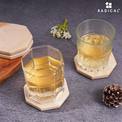 Radicaln Marble Coasters Star 3.5" Inches Verona Handmade Drink Coasters Set of 6 for Coffee Table