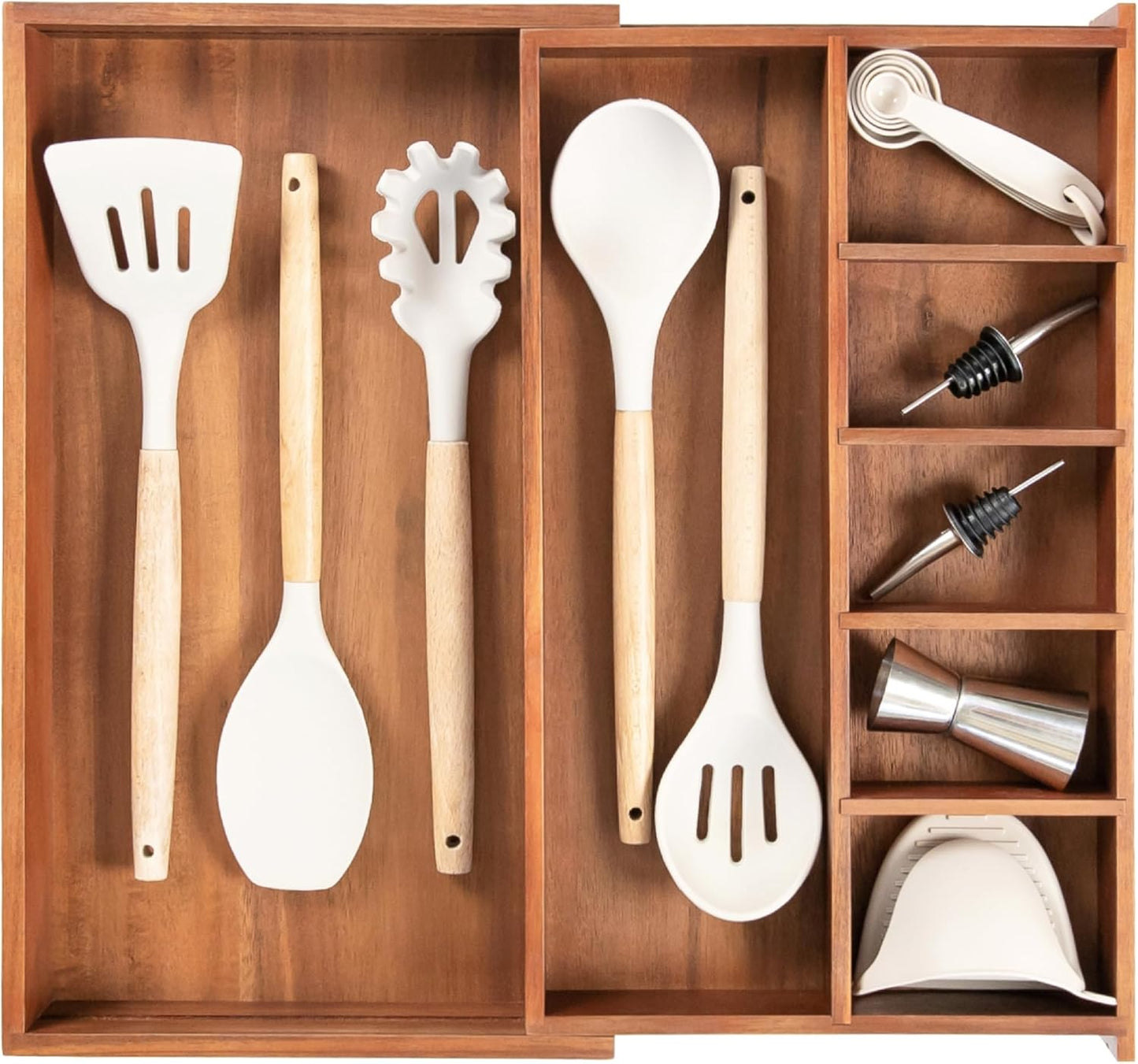 Adjustable Kitchen Drawer Organizer for Utensils and Junk, Food-Safe Contract Grade with 100%