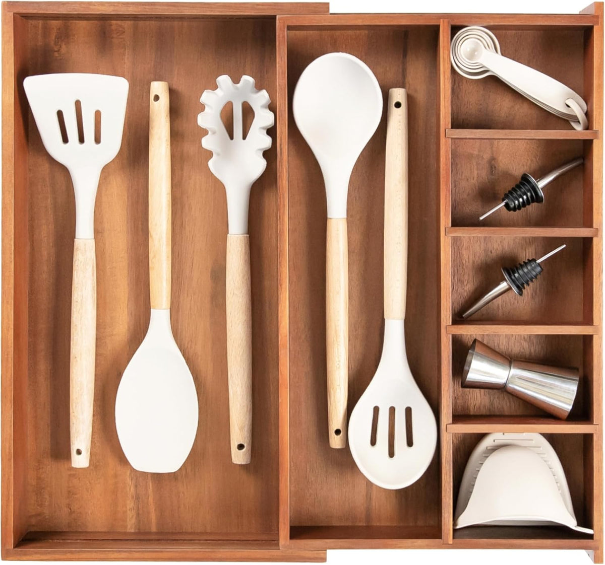 Adjustable Kitchen Drawer Organizer for Utensils and Junk, Food-Safe Contract Grade with 100%